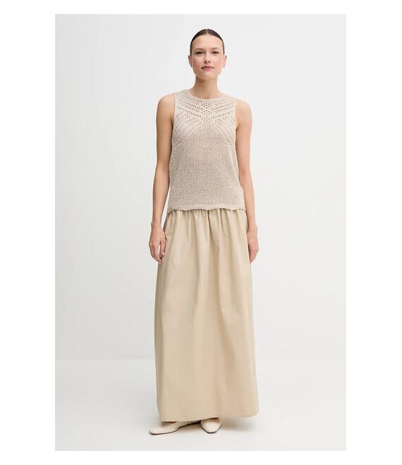 Βαμβακερή φούστα United Colors of Benetton χρώμα: μπεζ, 4TPUD004I