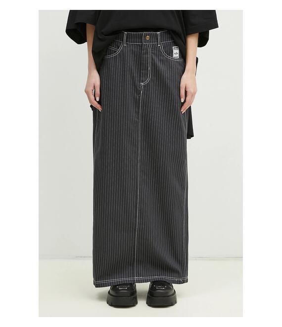 Βαμβακερή φούστα adidas Originals Aop Maxi Skirt χρώμα: γκρι, JJ3142