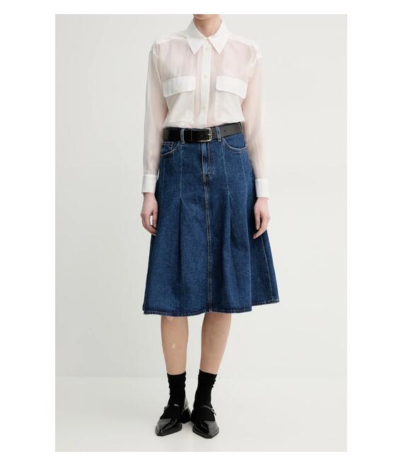 Τζιν φούστα Levi's PLEATED MIDI SKIRT χρώμα: ναυτικό μπλε, 001VN