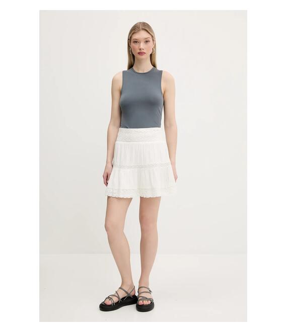 Φούστα Superdry χρώμα: μπεζ, W7210350A-71D