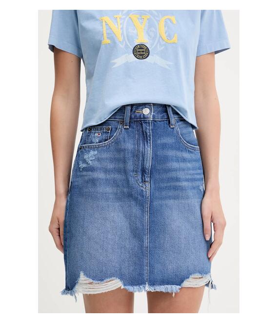 Τζιν φούστα Tommy Jeans χρώμα: μπλε, DW0DW20135