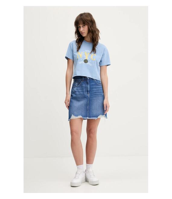 Τζιν φούστα Tommy Jeans χρώμα: μπλε, DW0DW20135