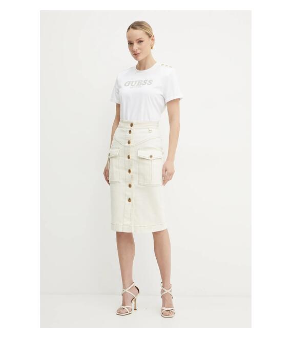 Φούστα Marciano Guess NAOMI χρώμα: μπεζ, 5GGD08 7297A