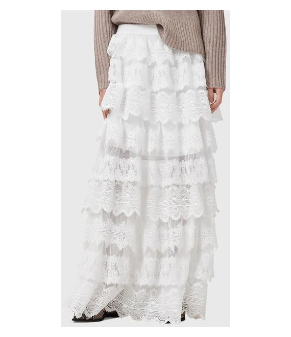 Φούστα AllSaints LIZI LACE χρώμα: άσπρο, W059RC