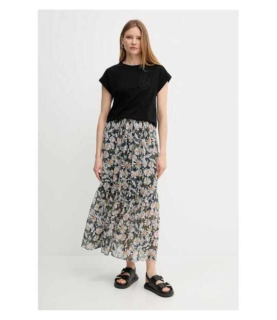 Μεταξωτή φούστα Weekend Max Mara χρώμα: μαύρο, 2515101013600