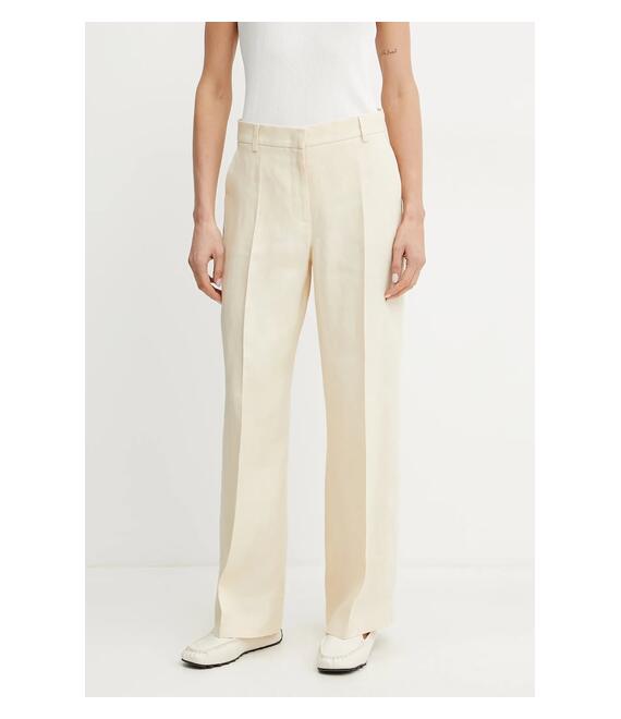 Λινό παντελόνι Weekend Max Mara χρώμα: μπεζ, 2515131052600