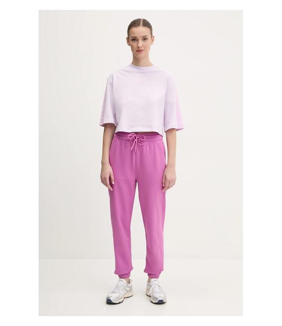 Βαμβακερό παντελόνι adidas by Stella McCartney χρώμα: μοβ, JD2709