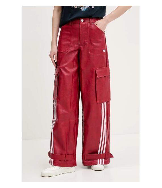 Παντελόνι adidas Originals FAUX LTHR χρώμα: κόκκινο, JX9227