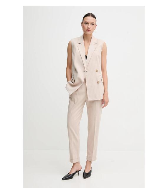 Παντελόνι με λινό μείγμα United Colors of Benetton χρώμα: μπεζ, 49KBDF090