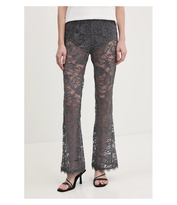 Παντελόνι Never Fully Dressed Charcoal Lace χρώμα: γκρι, NFDTR453