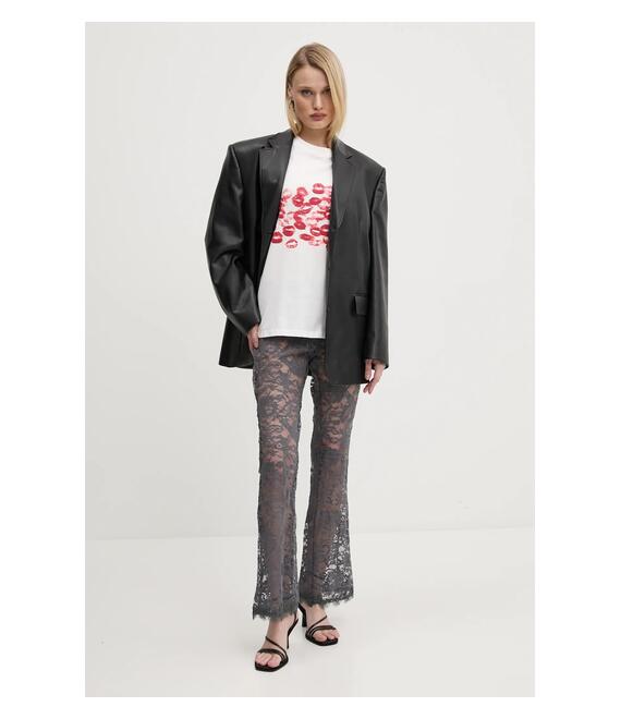 Παντελόνι Never Fully Dressed Charcoal Lace χρώμα: γκρι, NFDTR453
