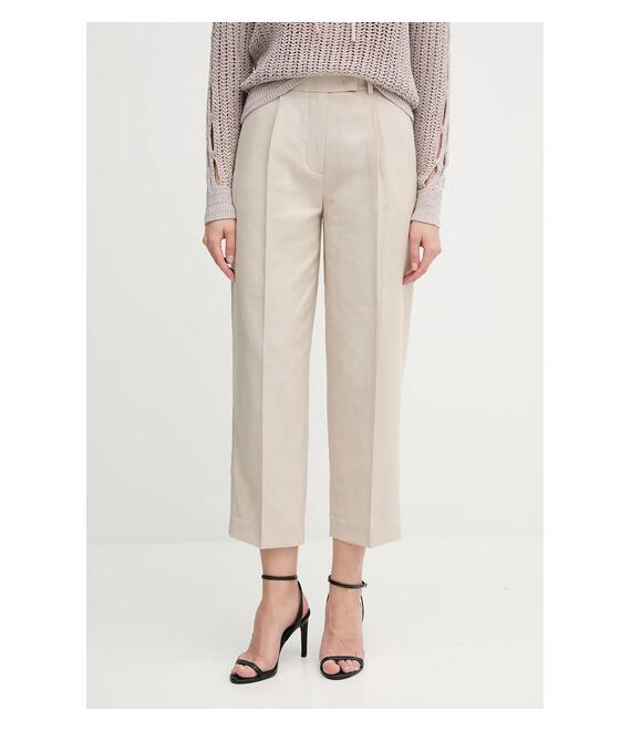 Παντελόνι με λινό μείγμα Tommy Hilfiger χρώμα: μπεζ, WW0WW45461