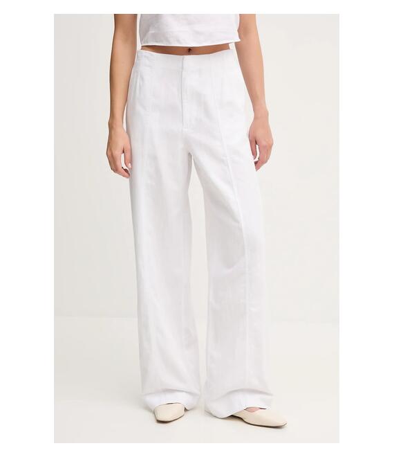 Παντελόνι με λινό μείγμα Calvin Klein Jeans χρώμα: άσπρο, J20J225340
