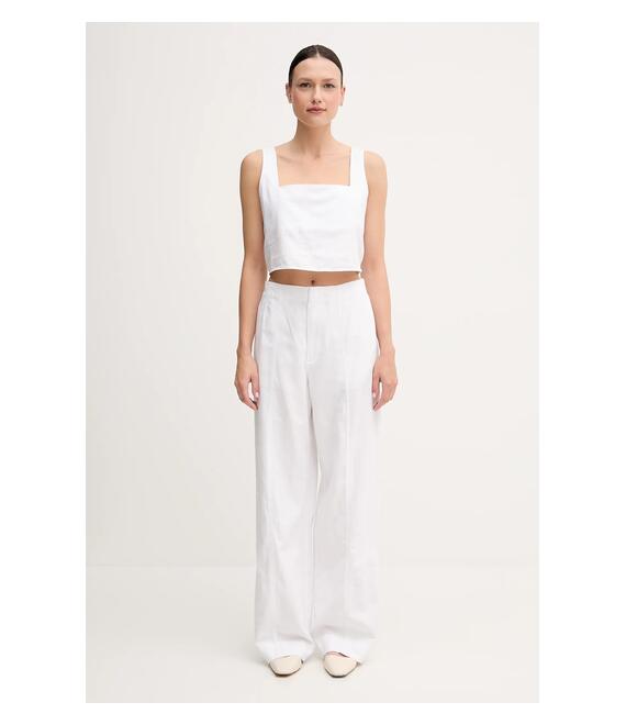 Παντελόνι με λινό μείγμα Calvin Klein Jeans χρώμα: άσπρο, J20J225340
