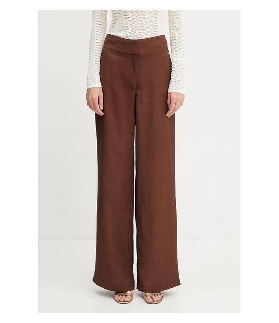 Παντελόνι με λινό μείγμα Marciano Guess GRETA χρώμα: καφέ, 5GGB21 7316A