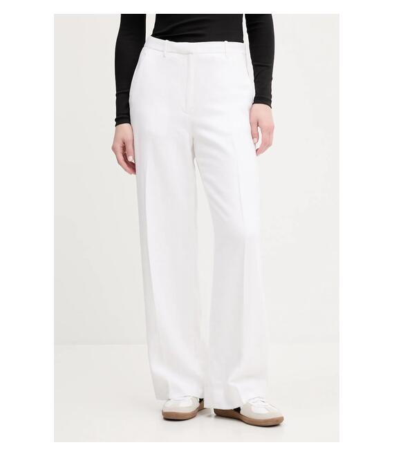 Λινό παντελόνι Abercrombie & Fitch χρώμα: άσπρο, KI156-5177