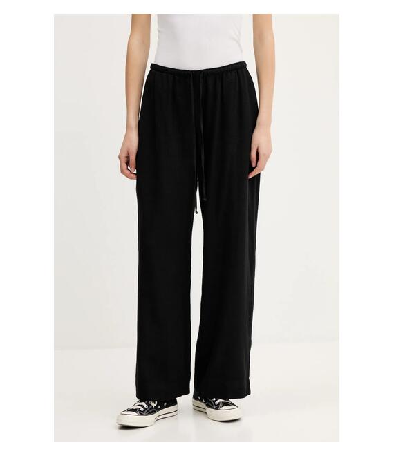 Λινό παντελόνι Abercrombie & Fitch χρώμα: μαύρο, KI156-5199