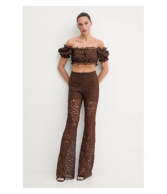 Παντελόνι Ermanno Scervino χρώμα: καφέ, D464P605FDHGJ
