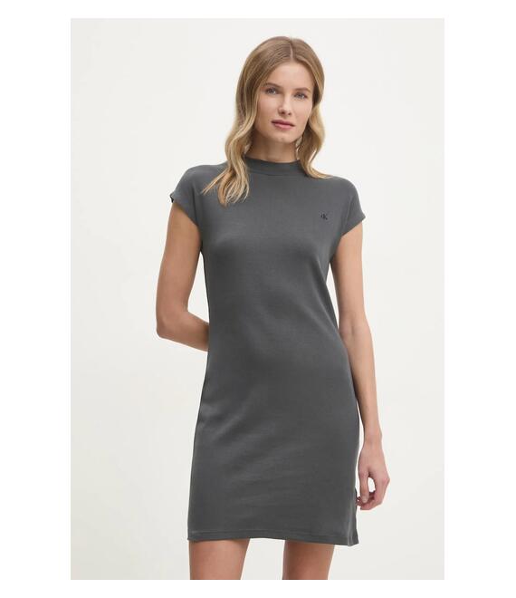 Βαμβακερό φόρεμα Calvin Klein Jeans χρώμα: γκρι, J20J224838