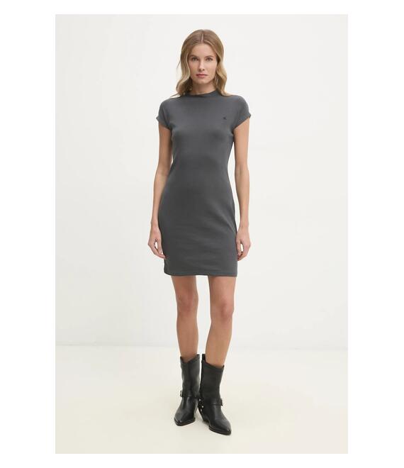 Βαμβακερό φόρεμα Calvin Klein Jeans χρώμα: γκρι, J20J224838
