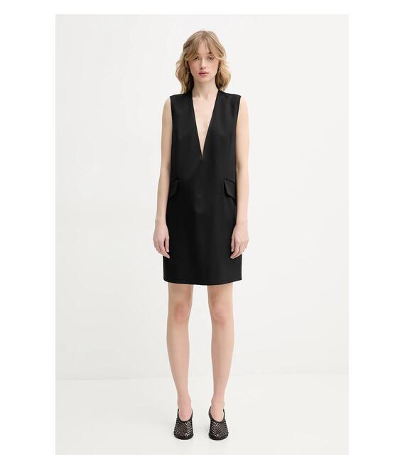 Φόρεμα από μείγμα μαλλιού MM6 Maison Margiela χρώμα: μαύρο, S52DA0046.M35153