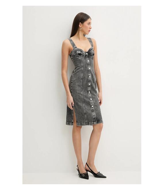 Φόρεμα τζιν Moschino Jeans χρώμα: γκρι, 0457 3219