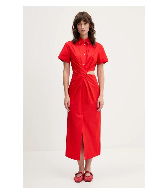 Βαμβακερό φόρεμα MSGM χρώμα: κόκκινο, 3842MDA30X.257315