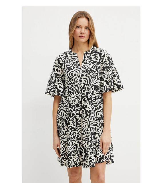 Βαμβακερό φόρεμα Weekend Max Mara χρώμα: μαύρο, 2515621072600