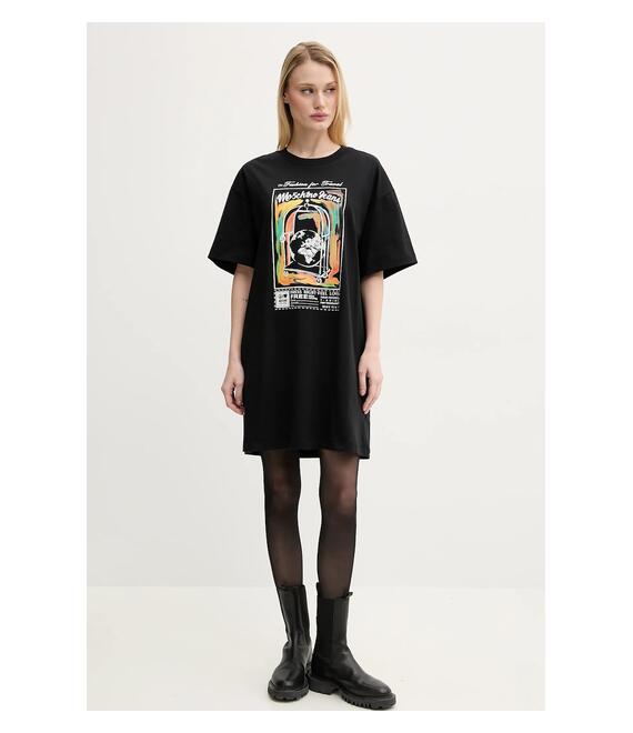 Βαμβακερό φόρεμα Moschino Jeans χρώμα: μαύρο, 0412 3732