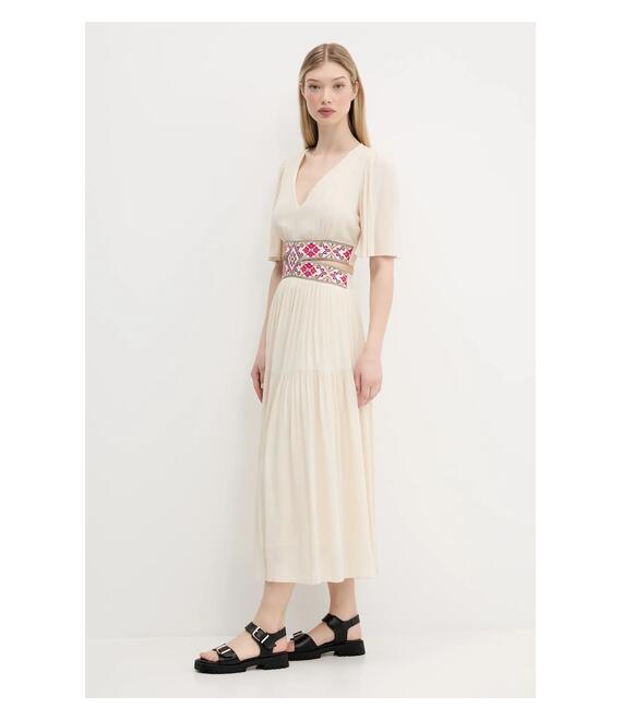 Φόρεμα Desigual ELEMENT χρώμα: μπεζ, 25SWVW98