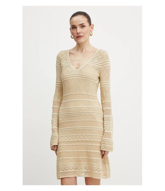 Φόρεμα Guess NELLIE χρώμα: μπεζ, W5GK48 Z3E22