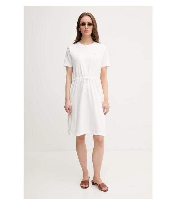 Βαμβακερό φόρεμα Tommy Hilfiger χρώμα: άσπρο, WW0WW45529