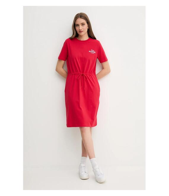 Βαμβακερό φόρεμα Tommy Hilfiger χρώμα: κόκκινο, WW0WW45529