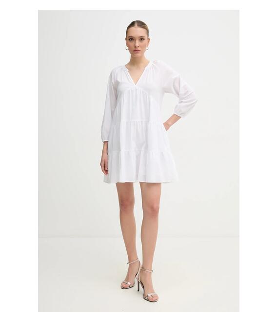 Βαμβακερό φόρεμα Dkny χρώμα: άσπρο, DJ4D9021