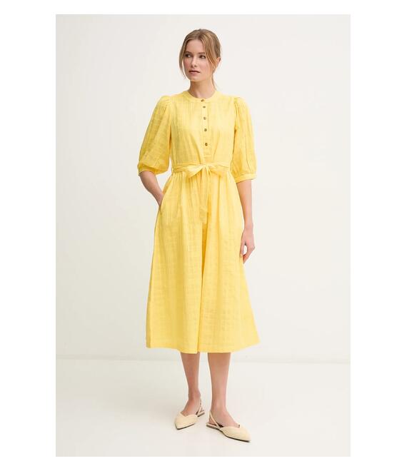 Βαμβακερό φόρεμα Barbour Heidi χρώμα: κίτρινο, LDR0893YE32