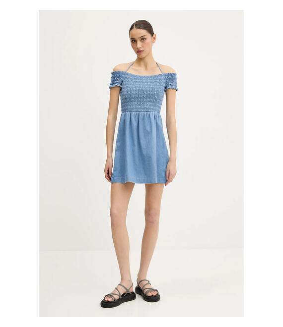 Φόρεμα τζιν Tommy Jeans χρώμα: μπλε, DW0DW20677