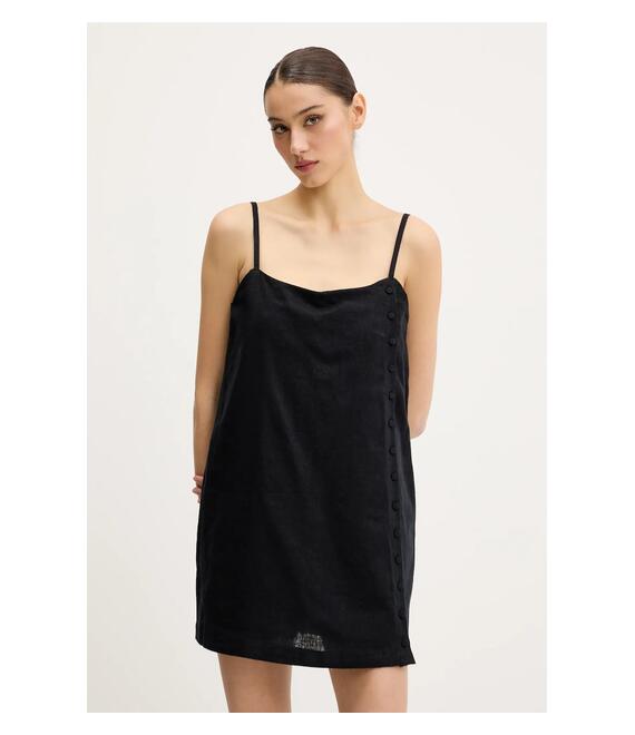 Λινό φόρεμα Abercrombie & Fitch χρώμα: μαύρο, KI159-5572