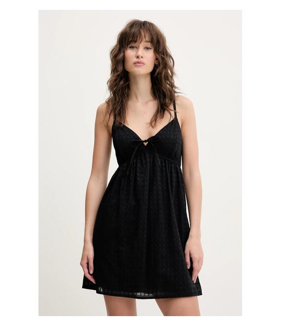 Βαμβακερό φόρεμα Hollister Co. χρώμα: μαύρο, KI359-5019