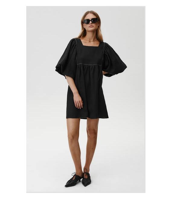 Λινό φόρεμα Undress Code Gaia Dress χρώμα: μαύρο, 891
