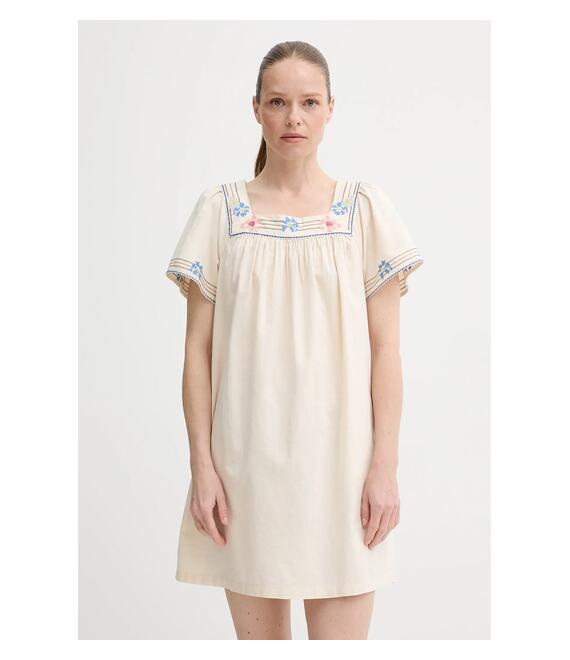 Φόρεμα από λινό μείγμα Levi's AMBRE BABYDOLL DRESS χρώμα: μπεζ, 001HT