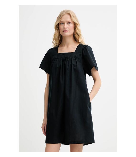 Φόρεμα από λινό μείγμα Levi's AMBRE BABYDOLL DRESS χρώμα: μαύρο, 001HT