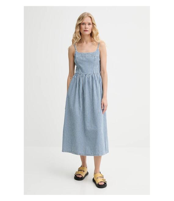 Φόρεμα τζιν Levi's ALESSIE BUSTIER DRESS χρώμα: μπλε, 001WB