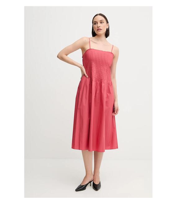Βαμβακερό φόρεμα Sisley χρώμα: ροζ, 4XUCLV076