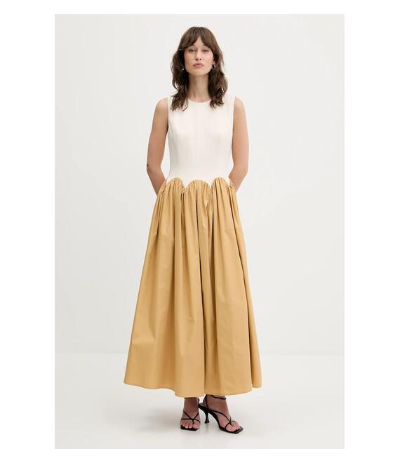 Φόρεμα Never Fully Dressed χρώμα: μπεζ, NFDDR2182
