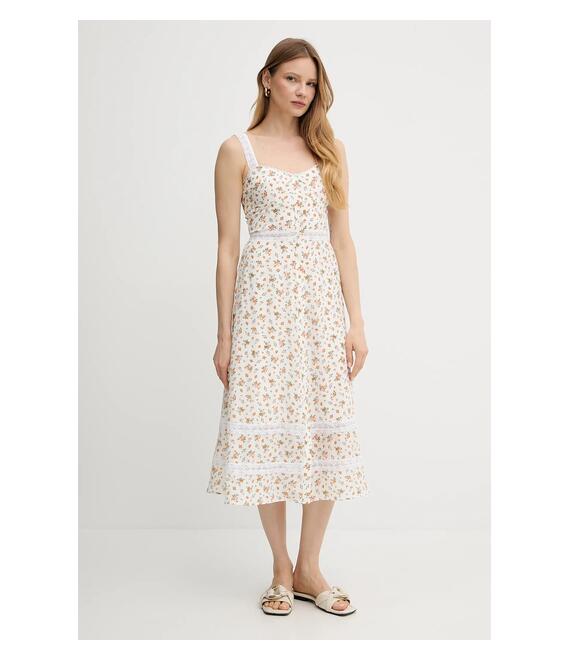 Μεταξωτό φόρεμα Weekend Max Mara χρώμα: μπεζ, 2515221023600