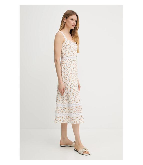 Μεταξωτό φόρεμα Weekend Max Mara χρώμα: μπεζ, 2515221023600