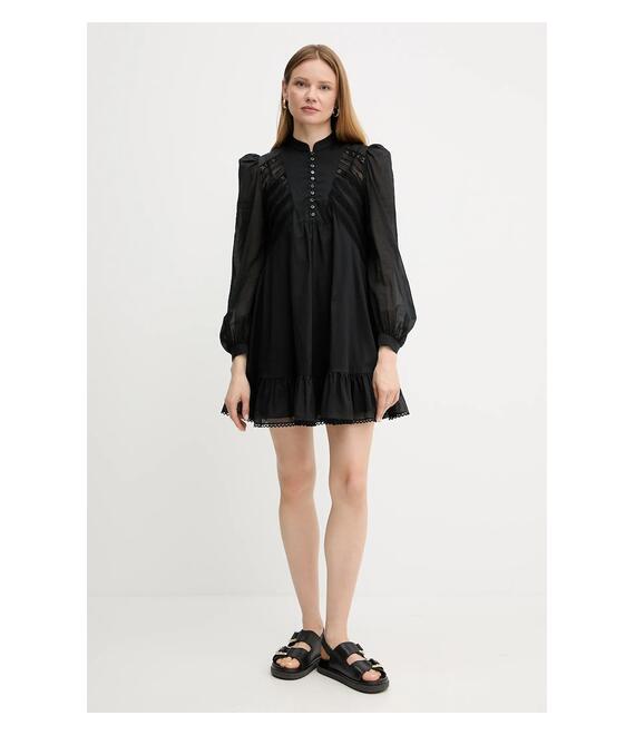Βαμβακερό φόρεμα Weekend Max Mara χρώμα: μαύρο, 2515231023600