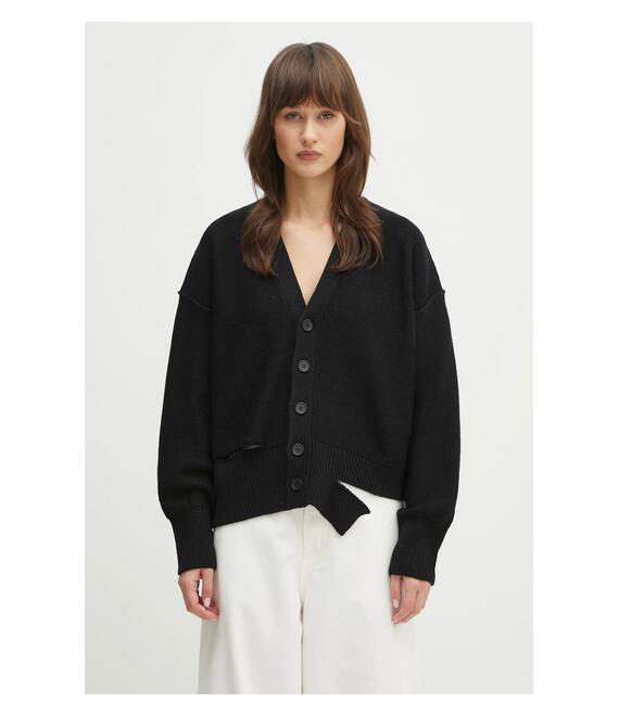 Μάλλινη ζακέτα MM6 Maison Margiela χρώμα: μαύρο, S52HP0026