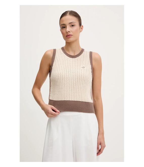 Γιλέκο adidas Originals KNITTED VEST χρώμα: μπεζ, JD0904