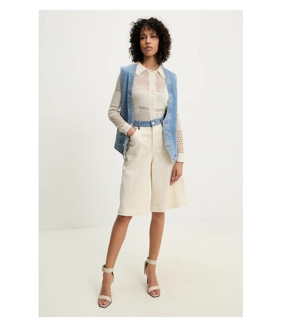 Πλεκτή ζακέτα Moschino Jeans χρώμα: μπεζ, 0905 3701